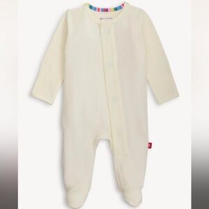 Magnetic Footie in Cream Baby One Piece